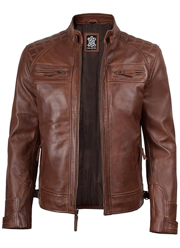 Image of Decrum Leather Jacket Men - Cafe Racer Style Real Lambskin Leather Jackets For Men