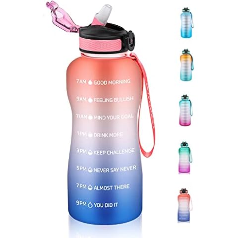 MYFOREST 2,2 Liter Wasserflasche mit Strohhalm und auslaufsicherem Klappdeckel Cover