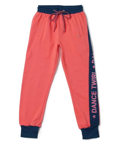 Image of Jockey Girls Mid Rise AG15 Super Combed Cotton French Terry Fabric Graphic Printed Relaxed Fit Joggers with Side Pockets