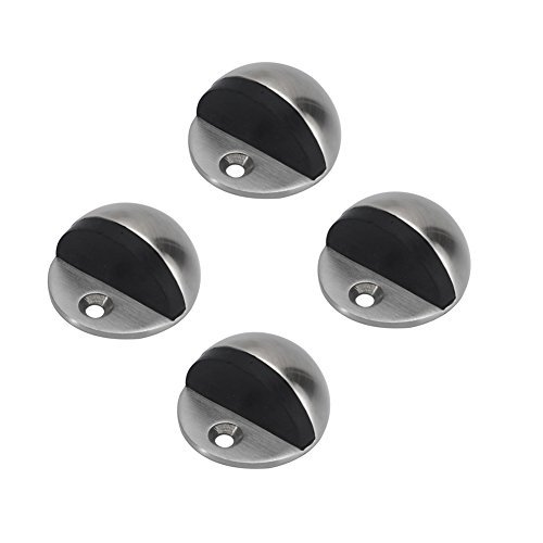 TaleeMall Butoir de Porte Ovale/Demi Lune sol Arrêt de Porte/Solid Acier Iinox Butée de Porte et En Caoutchouc Pare Chocs (Lot de 4)