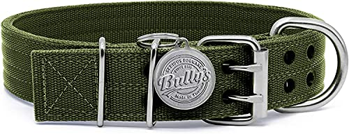 Pit Bull Collar, Dog Collar For Large Dogs, Heavy Duty Nylon, Stainless Steel Hardware (Medium, Army Green) #TOP1