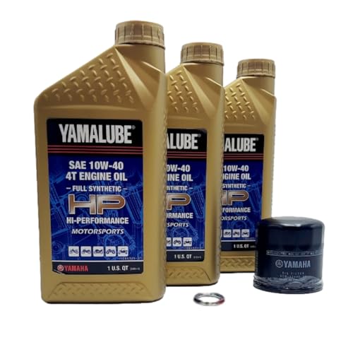 Image of Yamaha Grizzly 550 (2009-2016) all Models Oil Filter Change Kit Yamaha Part# 5GH-13440-80-00 and 3 Quarts High Performance LUB-10W40-FS-12