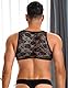 ohyeahlady Netzshirt Herren Sexy Crop Tank Top Gay Unterwäsche Erotische Dessous Große Größen Rave Outfit Spitze Netz Oberteil Ärmellos Netzhemd Muscle Shirt Party Clubwear Unterhemden Schwarz M