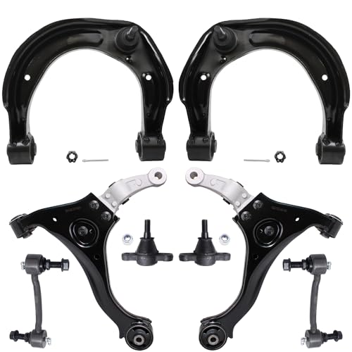 Image of Detroit Axle - Front 8pc Control Arms Kit for 06-10 Hyundai Sonata, 4 Upper & Lower Control Arms 2 Lower Ball Joints 2 Sway Bars Suspension Kit 2006 2007 2008 2009 2010 Replacement