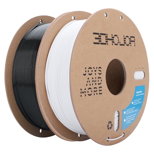 3DHoJor PLA Pro (PLA+) Filament 1.75mm 3D Printing Filament Bundle 1kg*2 (4.4lbs) Dimensional Accuracy +/- 0.03 mm-2 Pack Black+Cold White