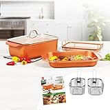 Livington Copperline WonderCooker Deluxe – 14-in-1 Küchenset – Auflaufform, Grillpfanne, Bräter, Slow Cooker u. v. m. – Kochgeschirr für alle Herdarten – Versand Edition in neutraler Verpackung