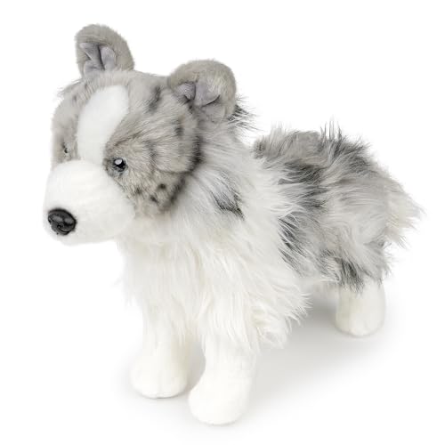 Tiny Heart Meteoriten Plüschtier 11.4in, weiches Border Collie Kuscheltier, Simulationsserie Kuscheltier, Puppenkissen für Kinder und Naturliebhaber, Grau