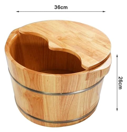 Bañera de pies de madera sólida con tapa y masajeador miniatura 7