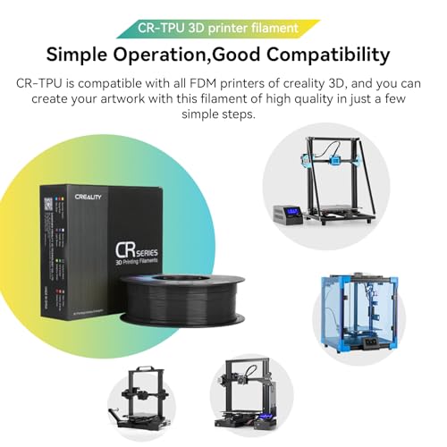 Image of 2025 Official Creality TPU Filament 1.75mm Black, Flexible 95A TPU 3D Printer Filament, High Hardness& Resilience, Soft Adhesive, Elastic, 1kg Spool (2.2lbs), Accuracy + /- 0.02 mm for Most 3D Printer