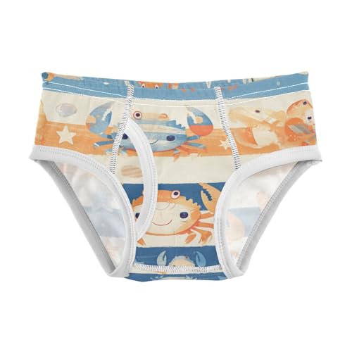 KLL Striped Pattern Cute Watercolor Crabs Boys Toddler Comfort Training Underwear Cute Children Panties