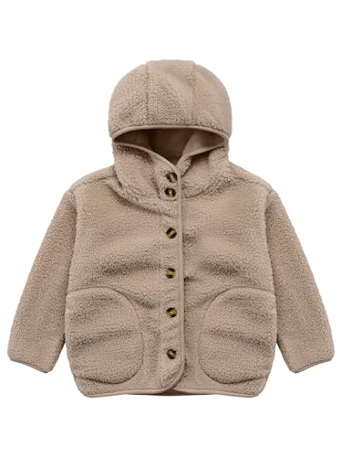 Kids Girls Thermal Hoodie Jackets Polar Fleece Long Sleeve Button Overcoat with Pockets Winter Thick Outerwear3