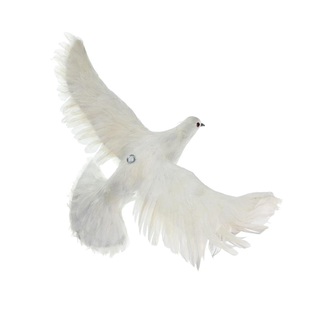 Loviver #4 White Flying Artificial Doves Pigeon Foam Feather Birds With Paw, For Home Wedding Decor, White Flying