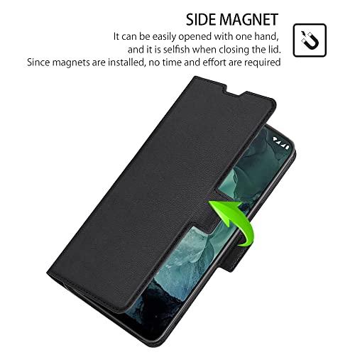Boleyi Nokia G21/G11 Case, PU lederen flip case materiaal portemonnee case, magnetische sluiting, TPU-bumper, cover met kaartsleuven en standaard flip cover voor Nokia G21/G11 -Black2 - Afbeelding 5