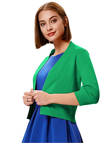 Image of GRACE KARIN Women Cardigan Sweaters Lightweight Knit Cropped Cardigans Trendy 3 /4 Sleeve Shrug Bolero S-3XL