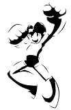 Fan Art Rendition Megaman Jumping Outline 6' Tall Rockman Symbol Custom Game Logo Die Cut Decal - Black Color
