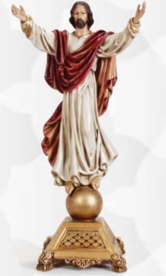 POLVERE DI MARMO E RESINA ArteSacraCaravaggio Statua di Gesù Cristo Risorto cm 50 x 25 (19,68 x 9,84) in marmo resina decorata a mano produzione artigianale