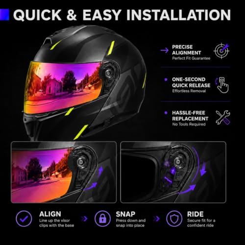 Image of PSLER Shatterproof Motorcycle Helmet Visor for i90 HJ-33,Deep Rose Red | Impact-Resistant ,UV400 Protection, Motorcycle Tinted Face Shield for i90 HJ-33,Visor Replacement