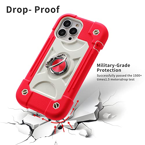 Image of MARKILL Compatible with iPhone with Built-in 360Rotating Ring Stand, Military Grade Drop Protection Full Body Rugged Heavy Duty Case Durable Cover (Hot Pink, iPhone 13 Pro Max 6.7 inch)