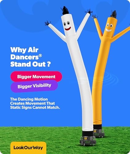 Image of LookOurWay Air Dancers Inflatable Tube Man Attachment - 20 Feet Tall Wacky Waving Inflatable Dancing Tube Guy for Business Promotion - Blower Not Included - White