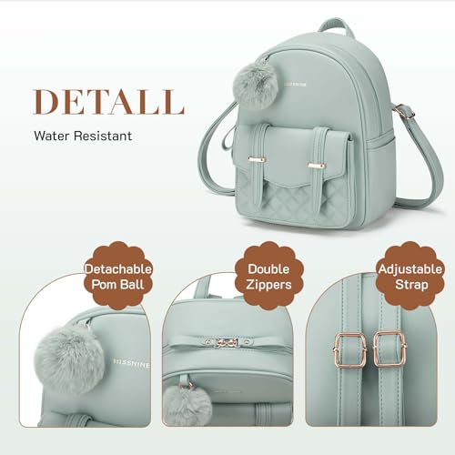 Image of Missnine Mini Backpack for Women Cute Small Backpack Purse With Pompom PU Leather Bookbag Small Casual Daypacks For Ladies