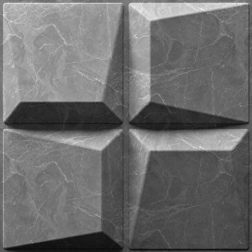 Image of Kayra Decor 3D PVC Wall Panels for Bedroom & Living Room | Cube Design | Gray Marble Color | 19.7 x 19.7 Inch | Pack of 40 | 107.6 Sq Ft