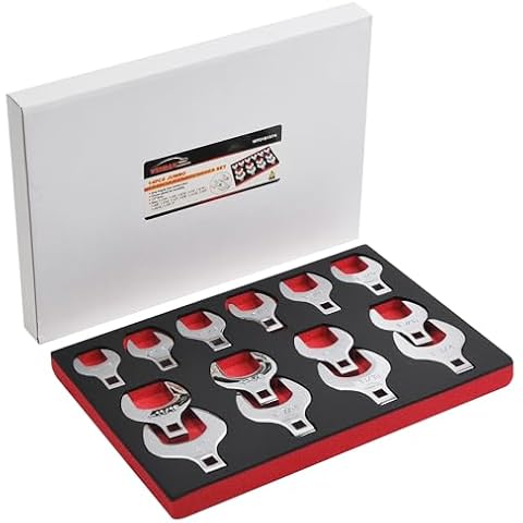 WINMAX TOOLS AUTOMOTIVE 14-Piece Premium 1/2" Drive Jumbo Crowfoot Wrench Set, Include Standard SAE Sizes from 1-1/16" to 2" with Storage Tray Cover