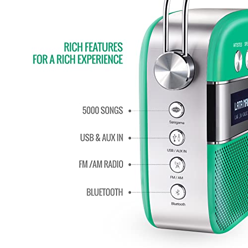 Image of Saregama Carvaan Premium Hindi - Portable Music Player with 5000 Preloaded Songs, FM /BT /AUX (Forest Green)