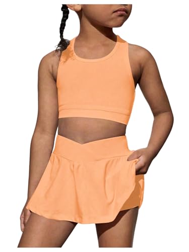 Image of SOLY HUX Toddler Girl's 2 Piece Workout Outfits Lightweight Crop Tank Tops and Skort Athletic Set