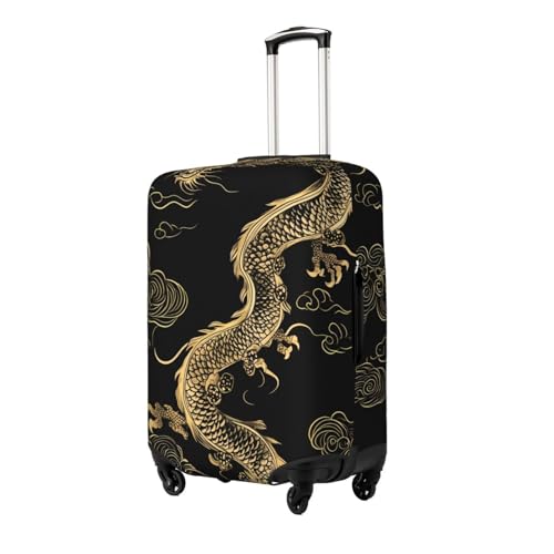 Chinese Gold Dragon Elastic Travel Luggage Cover, Washable Spandex Suitcase Protector, Anti-Scratch Fits 18-32 Inch2