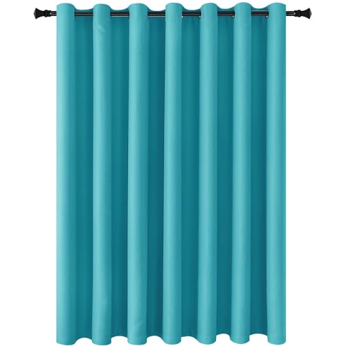 Image of DWCN Total Privacy Room Divider Blackout Curtain - Thermal Curtains for Patio Door, Living Room, Bedroom Partition and Shared Office Space, 1 Grommet Curtain Panel, 10ft Wide x 8ft Tall, Turquoise
