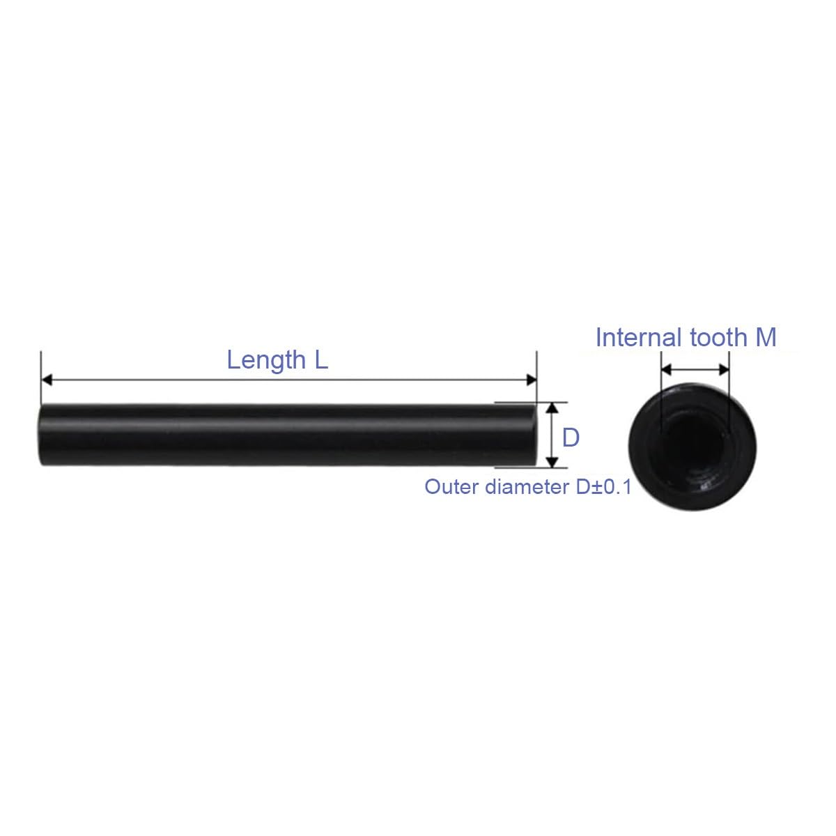 M2.5 Czarna aluminiowa okrągła podkładka dystansowa, 10 szt. Tuleja gwintowana Śruba pręta, Anodowane nakrętki akcesoriów do dronów(M2.5x55D4MM 10pcs)