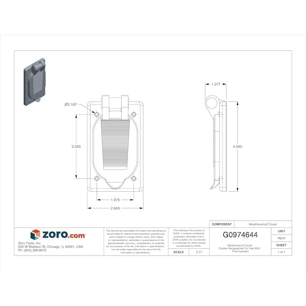 Hubbell Wiring Systems HBL5221 Valox Spring-Loaded Lift Cover for Weatherproofing Duplex Receptacles, Grey image 3