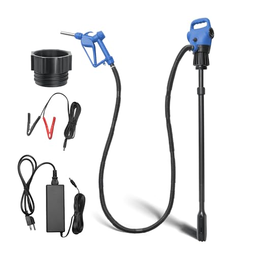 Electric Drum Barrel Pump, 110V-240V AC/12V DC Power, 55 Gallon Drum Pump with Built-in 2-Inch Bung Adapter, 5 GPM Flow Rate, Suitable for DEF, Diesel, Water, Antifreeze