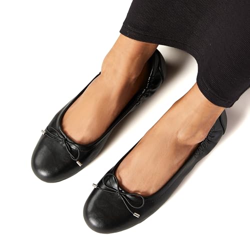JustFab Womens Ballet Flats Shoes Foldable Round Toe Dress Shoes Comfortable Slip On Walking Flats Shoes Comfort Soft(Black,8)4