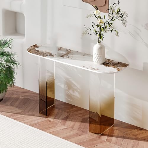 ZXDTVFGN Mesa Consola Blanca para Entrada con Estantes de Almacenamiento - Mesa Larga para Recibidor, Sala de Estar, Pasillo y Entrada, Mueble Auxiliar Elegante (80 CM / 31, 5 Pulgadas)