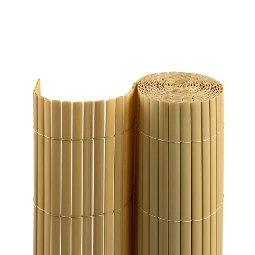 casmartis PVC Sichtschutzmatte - Bambus - 140 x 400 cm - Zaunsichtschutz, Sichtschutzzaun, Balkonverkleidung, Zaunblende