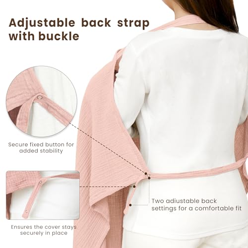 Image of Konssy Muslin Nursing Cover Up for Breastfeeding with Rigid Hoop | 100% Cotton Nursing Apron, Lightweight & Breathable, Carseat Canopy, Breast Feeding Covers for Women