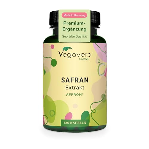 Vegavero Safran Kapseln hochdosiert 120 Stück - 30 mg Safran Extrakt mit AFFRON® aus Spanien...