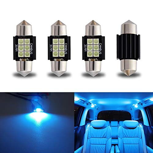 iBrightstar Newest 9-30V Extremely Bright DE3175 DE3021 Festoon LED Bulbs Error Free 1.25" 31mm for Interior Map Dome Lights and License Plate Courtesy Lights, Ice Blue