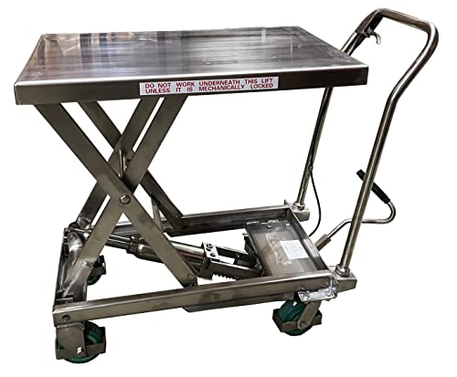 Scissor Lift Cart, 400 lb., SS, Fixed