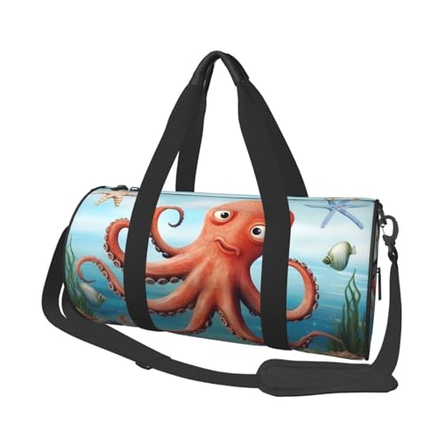 Travel Bag For Women,Beach Octopus Starfish Print Personal Item Duffle Bags,Weekend Travel Duffel Tote Bag,Travel Sport Gym Bag For Men,Airplane Travel Essentials For Flying