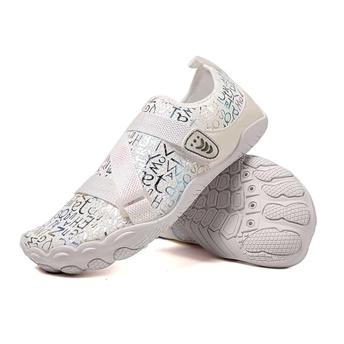 Generisch Zapatos de agua para parejas, zapatos de baño, de secado rápido, zapatos de trekking, antideslizantes, ligeros, transpirables, para natación, surf, yoga, deportes al aire libre, Blanco, 43