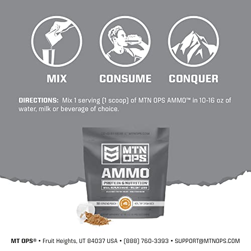 Mtn Ops Ammo Protein Powder Meal Replacement Shake For Lean Muscle Building, Chocolate Flavor, 28 Servings #TOP2