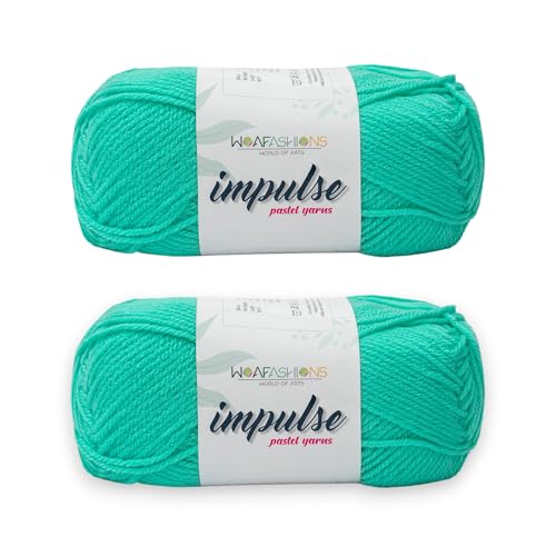 Image of WOAFashions Impulse Hand Knitting & Crochet Yarn, Premium Acrylic, 4 : Medium (Medium Turquoise) (2x100gms / 3.5oz / 200mtr / 218yds)