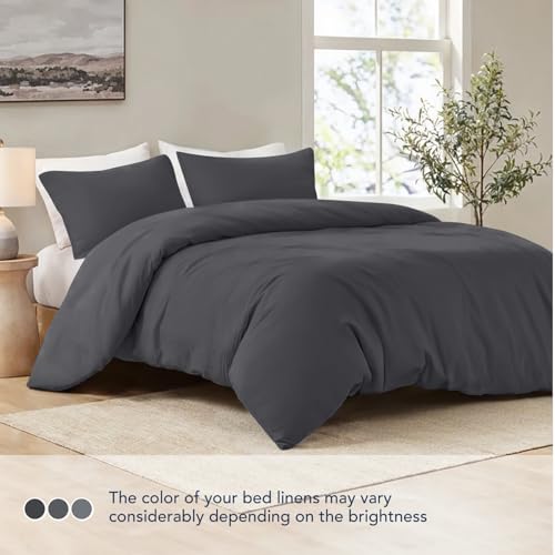 Dreamzie Copripiumino Matrimoniale 240X220 Cm Con 2 Federe 50X70 Cm - Grigio Scuro - Set Copripiumino Matrimoniale 240X220 - 3