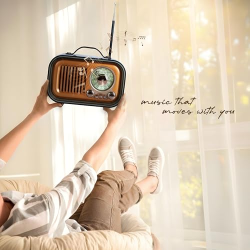 Image of IBELL Rhythm 750 Retro Bluetooth Speaker with 3 Band AM /FM /SW Radio, AUX Input, USB & TF Card Slot, Telescopic Antenna, Dynamic Light, Portable Wireless Music System, DC 5V Power (Wood Finish)