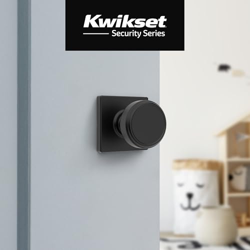 Image of Kwikset Maven Interior Passage Door Knob, Square Handle for Closet and Hallway Doors, Non-Locking Doorknob in Matte Black, with Microban Protection (Pack of 2)