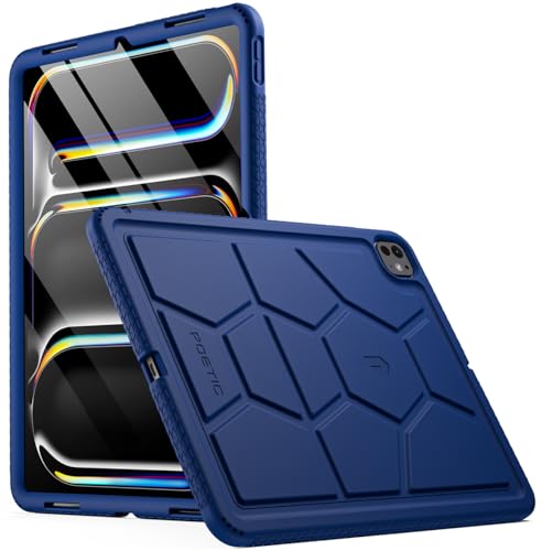 Poetic TurtleSkin iPad Pro 13 Inch 2024 M4 7th Gen Case, Heavy Duty Shockproof Kids Friendly Silicone Case with Drop Protection - Navy Blue