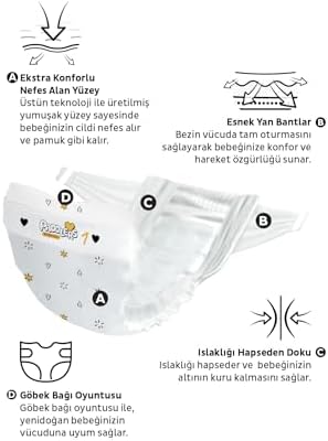 Paddlers Protection Yenidoğan Bebek Bezi 1 Numara (2-5 Kg) 64 Adet Jumbo Paket - Görsel 4