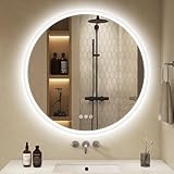 S'bagno Rotondo Specchio Bagno con Luce 80cm, Specchio Bagno LED con Bluetooth, Antiappann...